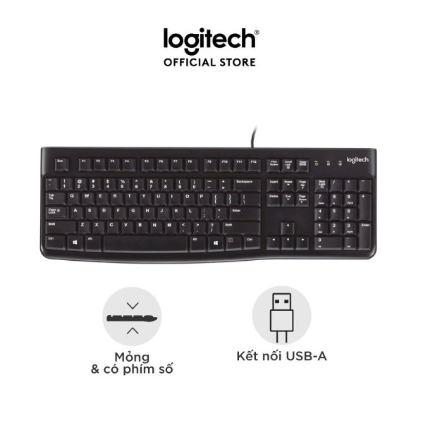 Bàn phím Logitech K120 (USB/Đen)